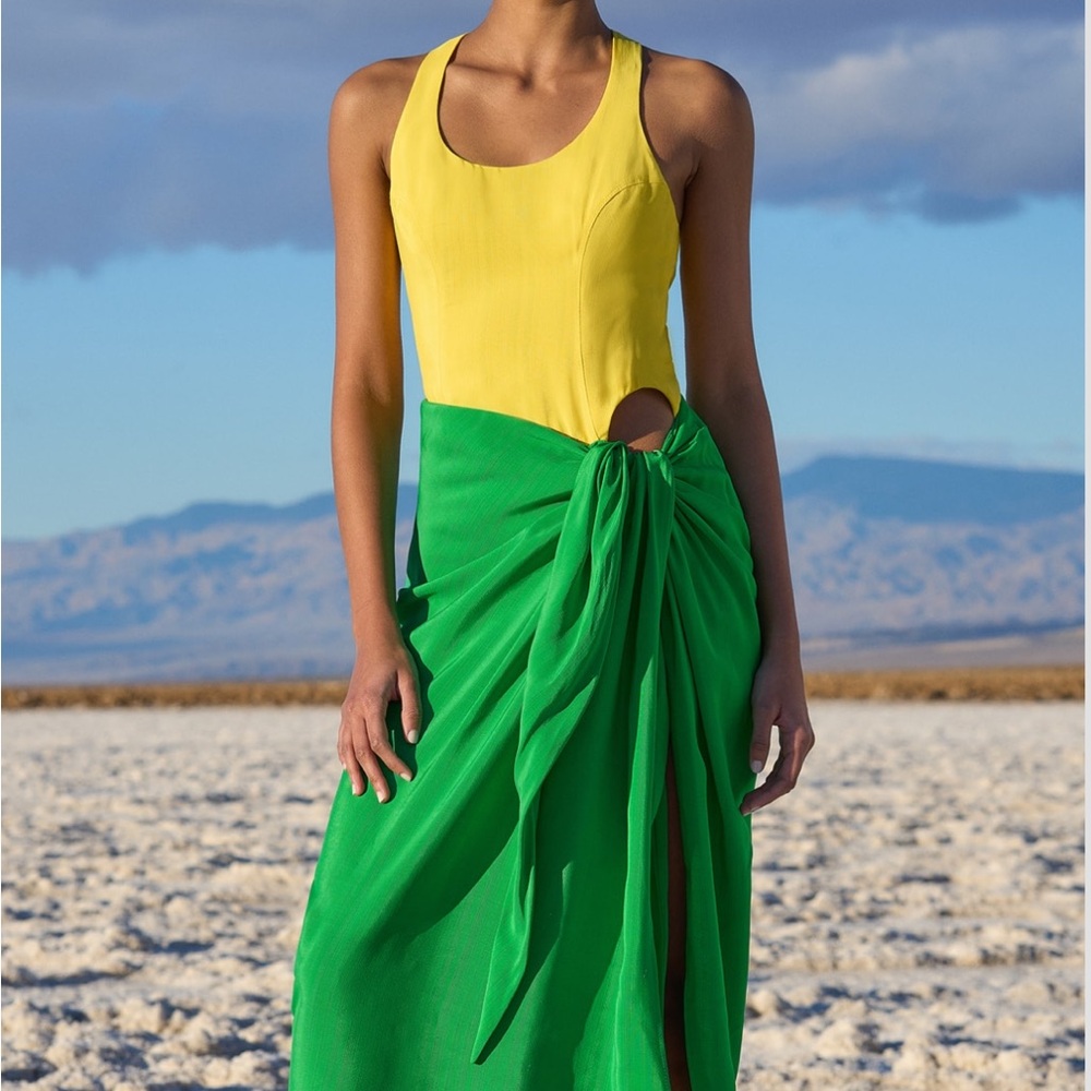 Rosie Assoulin Vibrant Yellow Sarong Dress